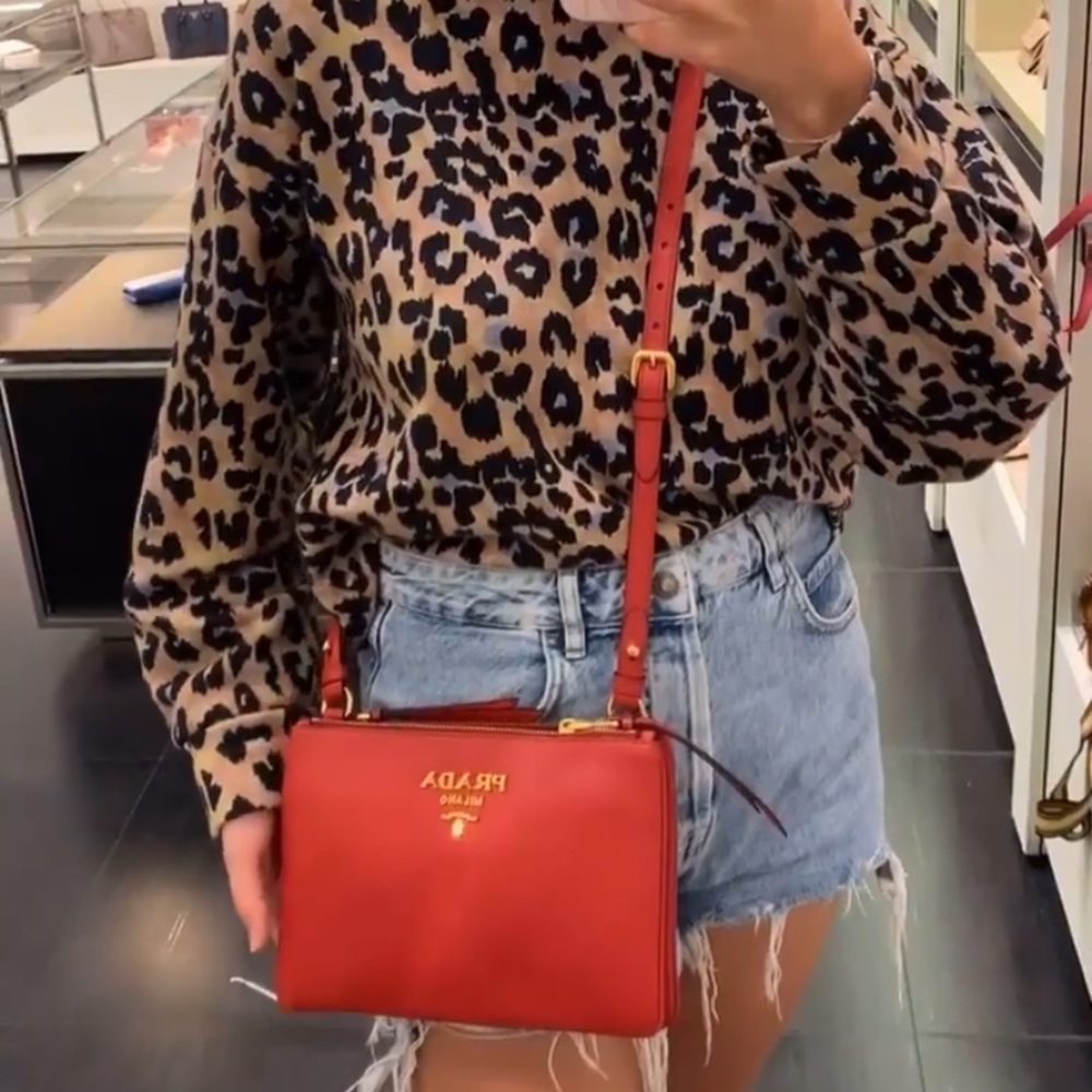 Prada red leather crossbody